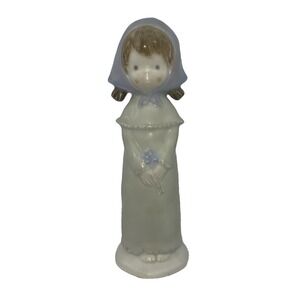 Vintage‎ Enesco Kinka 117501 1988 Girl With Flowers Blue Japan Figure 9"